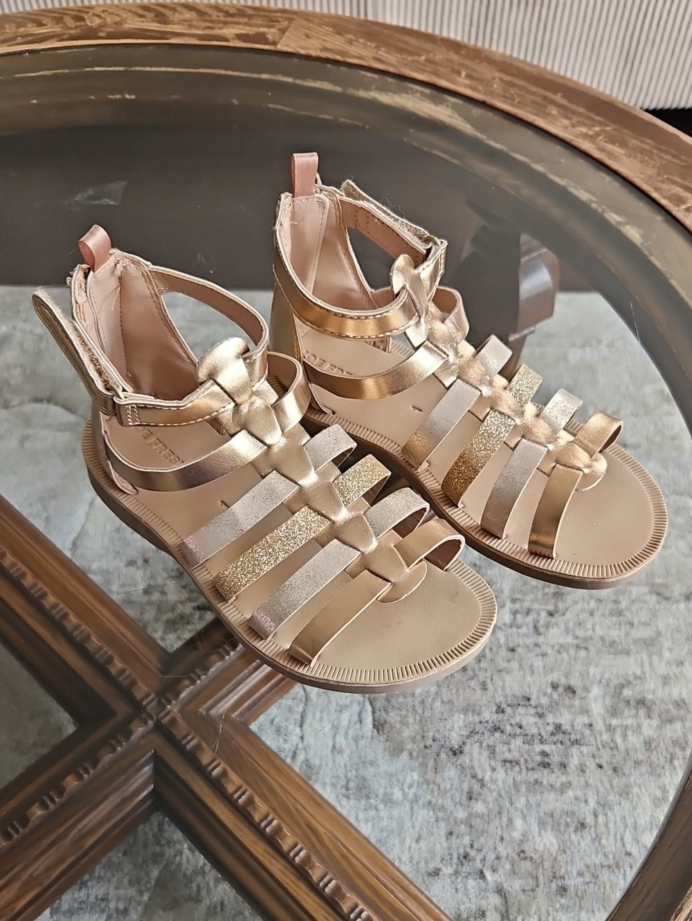 Kids - Girl's Metallic Gold Strappy Gladiator Sandals